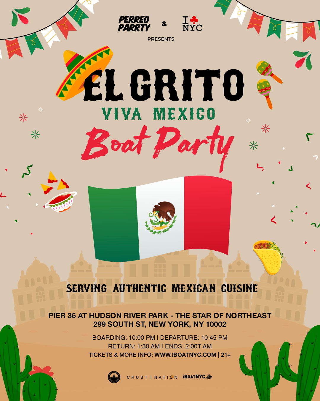 EL GRITO: Mexican Independence  Boat Party Yacht Cruise NYC